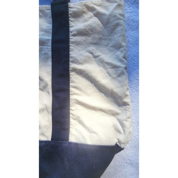 Trader Joes Reusable Canvas Cloth Tote Bag Grocery Navy Red Recycle Trendy - Picture 9 of 14